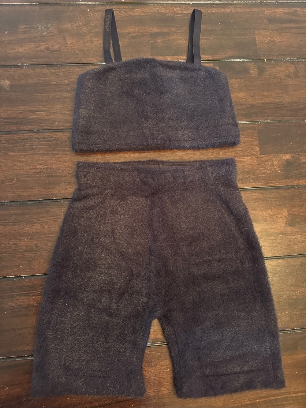 Gymshark Black Fuzzy Bralette & High-Waist Shorts Set - Picture 5 of 5
